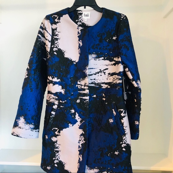 Luii Jackets & Blazers - Luii bold blue and black abstract jacket